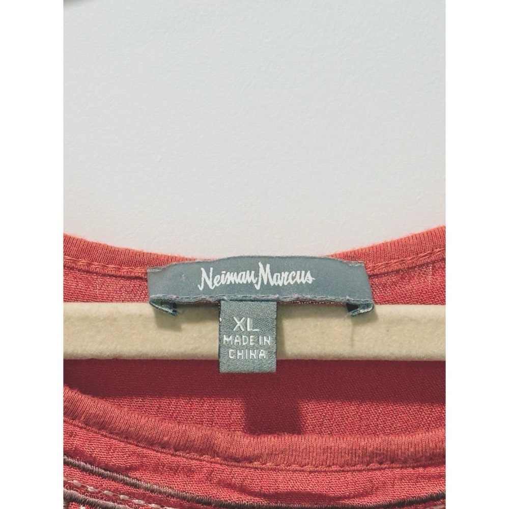 Neiman Marcus Embroidered Rhinestone Tank Top In Coral - Picture 4 of 9